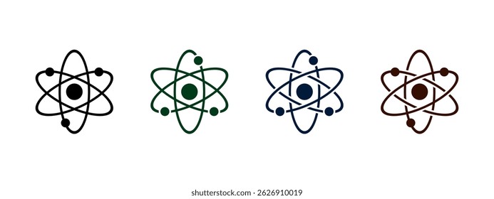 Atom molecule vector icon. Molecular science or set of electron. Molecule icon in flat style - stock vector.