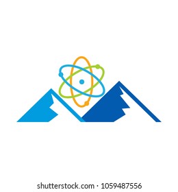 Atom Mountain Logo Icon Design