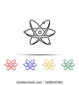 atom multi color style icon. Simple thin line, outline vector of sciense icons for ui and ux, website or mobile application