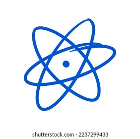 Atom neutron hand drawn icon design vector. 