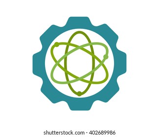 atom neutron particle proton gear image icon vector