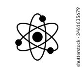 Atom, neutron and proton icon vector illustration. Orbital electrons on isolated background. Nuclear energy sign concept.