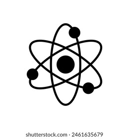 Atom, neutron and proton icon vector illustration. Orbital electrons on isolated background. Nuclear energy sign concept.