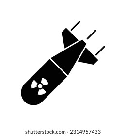 Atom Atombombe Icon Design. einzeln auf weißem Hintergrund. Vektorgrafik
