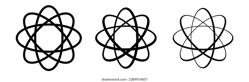 Atom nuclear circle orbital structure icon vector.