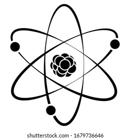 Atom nuclear model in black and white