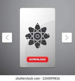 atom, nuclear, molecule, chemistry, science Glyph Icon in Carousal Pagination Slider Design & Red Download Button