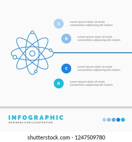 atom, nuclear, molecule, chemistry, science Infographics Template for Website and Presentation. Line Blue icon infographic style vector illustration