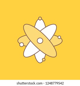 atom, nuclear, molecule, chemistry, science Flat Line Filled Icon. Beautiful Logo button over yellow background for UI and UX, website or mobile application