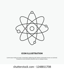 atom, nuclear, molecule, chemistry, science Icon. Line vector gray symbol for UI and UX, website or mobile application