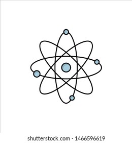 atom, nuclear, molecule, chemistry, science Flat Color Icon Vector. Vector Icon Template background