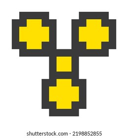 Atom nuclear power plant sign in pixel art style isolated on white background.Vector illustration.