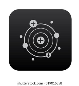 Atom on black button blackboard,vector