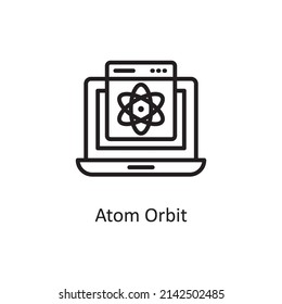 Atom Orbit vector Outline Icon Design illustration. Educational Technology Symbol on White background EPS 10 File