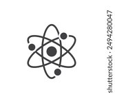 Atom with orbiting electron vector icon. filled flat sign for mobile concept and web design. Atom glyph icon. Science symbol, logo illustration. Vector graphics