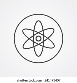 atom outline thin symbol, dark on white background, logo editable, creative template 