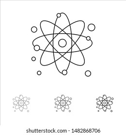 Atom, Particle, Molecule, Physics Bold and thin black line icon set