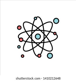 Atom, Particle, Molecule, Physics  Flat Color Icon. Vector icon banner Template
