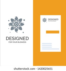 Atom, Particle, Molecule, Physics Grey Logo Design and Business Card Template
