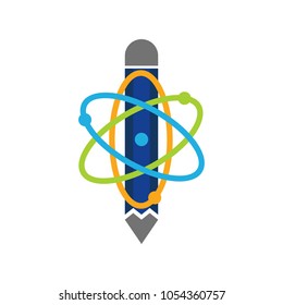 Atom Pencil Logo Icon Design