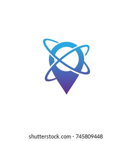 Atom Pin Logo and Icon Element Template