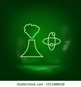 Atom, plants, eco neon vector icon. Save the world, green neon.