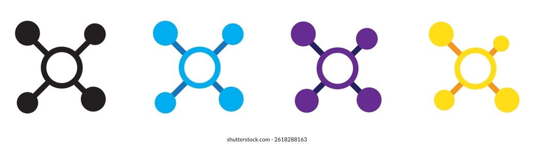 Atom or proton nucleus, science technology, molecular sign symbol isolated vector illustration on white background.