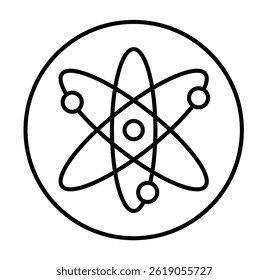 Atom or proton nucleus, science technology, molecular sign symbol isolated vector illustration