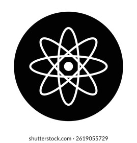 Atom or proton nucleus, science technology, molecular sign symbol isolated vector illustration