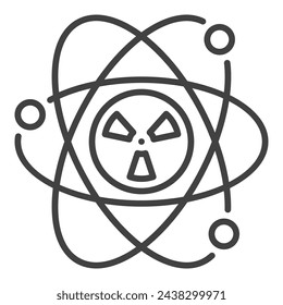 Atom with Radiation vector Renewable Nuclear Energy concept thin line icon or symbol