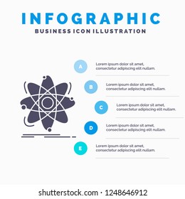 Atom, science, chemistry, Physics, nuclear Infographics Template for Website and Presentation. GLyph Gray icon with Blue infographic style vector illustration.