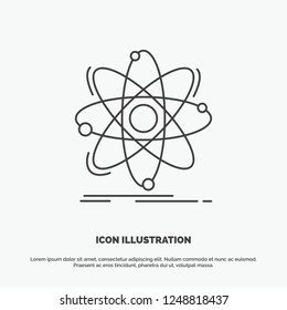 Atom, science, chemistry, Physics, nuclear Icon. Line vector gray symbol for UI and UX, website or mobile application