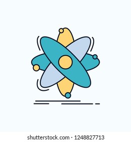 Atom, science, chemistry, Physics, nuclear Flat Icon. green and Yellow sign and symbols for website and Mobile appliation. vector illustration
