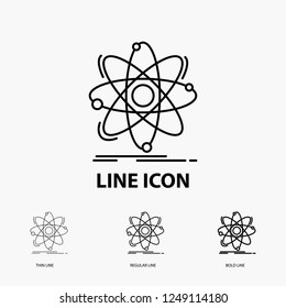 Atom, science, chemistry, Physics, nuclear Icon in Thin, Regular and Bold Line Style. Vector illustration