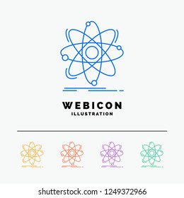 Atom, science, chemistry, Physics, nuclear 5 Color Line Web Icon Template isolated on white. Vector illustration