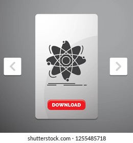 Atom, science, chemistry, Physics, nuclear Glyph Icon in Carousal Pagination Slider Design & Red Download Button