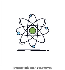 Atom, science, chemistry, Physics, nuclear Flat Color Icon Vector