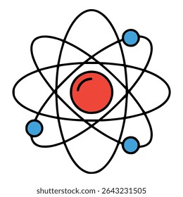 átomo ciência educação conhecimento química cor plana vetor ilustração modelo design