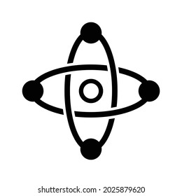 Atom, science, experiment icon. Black vector graphics.