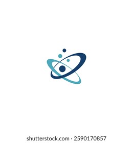 Atom science icon logo flat vector design