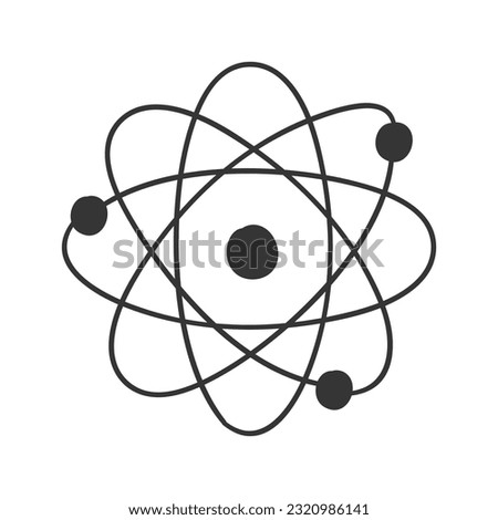 Atom Science Icon Silhouette Illustration. Atomic Energy Vector Graphic Pictogram Symbol Clip Art. Doodle Sketch Black Sign.