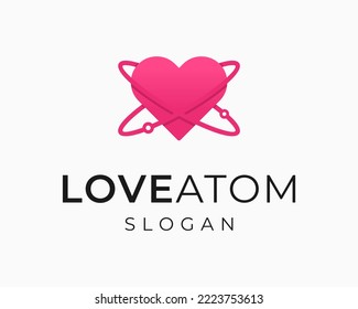 Atom Science Molécula Orbit Química Física Protección Amor Corazón Forma Romántica Diseño