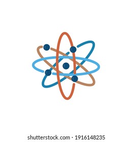 Umrisssymbol für die Atom-Wissenschaftskreisumlaufbahn. Atome umkreisen. Konzept der Physik Atom-Grundbildung, Vektorgrafik einzeln