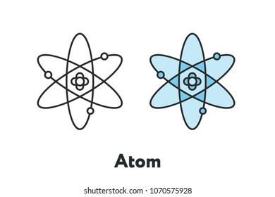 Atom Science Physics Chemistry Minimal Color Flat Line Outline Stroke Icon