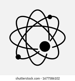 Atom science vector icon, nuclear symbol, molecule sign on background