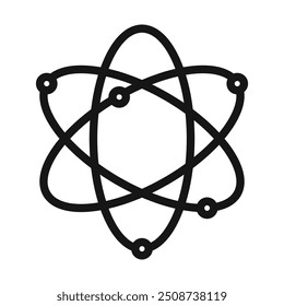 Ícone científico Atom Logotipo vetorial de arte de linha preta