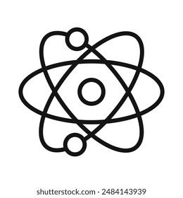 atom scientific icon black and white vector sign