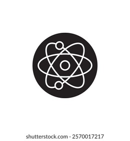 Atom scientific icon black and white vector outline sign