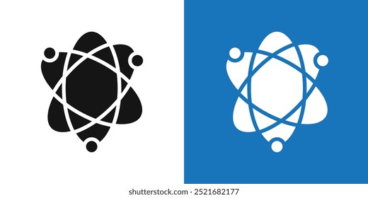 Atom scientific icon Flat vector set outline