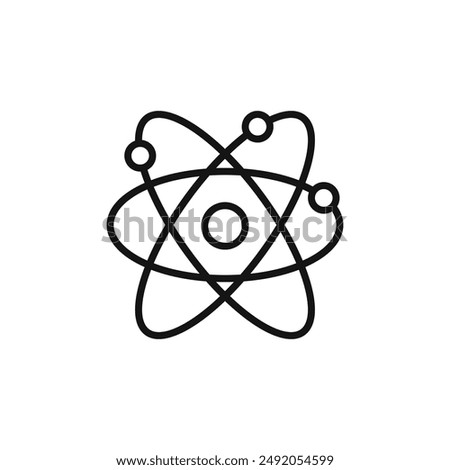 Atom scientific icon outline collection in black and on white background